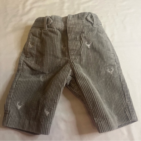 Ralph Lauren Other - Ralph Lauren Baby Gray Corduroy Pants Deer Embroidered Pull On 3M Infant Classic